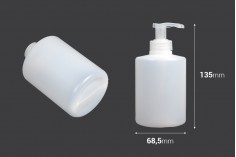 Bottiglia di plastica rotonda con 300ml pompa per sapone, semi-trasparente