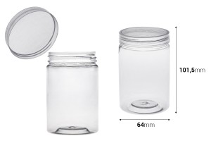 Transparente Pet Dose 250ml 64x101,5 mm mit Deckel- 12 Stücke-εικόνα_διαστάσεις