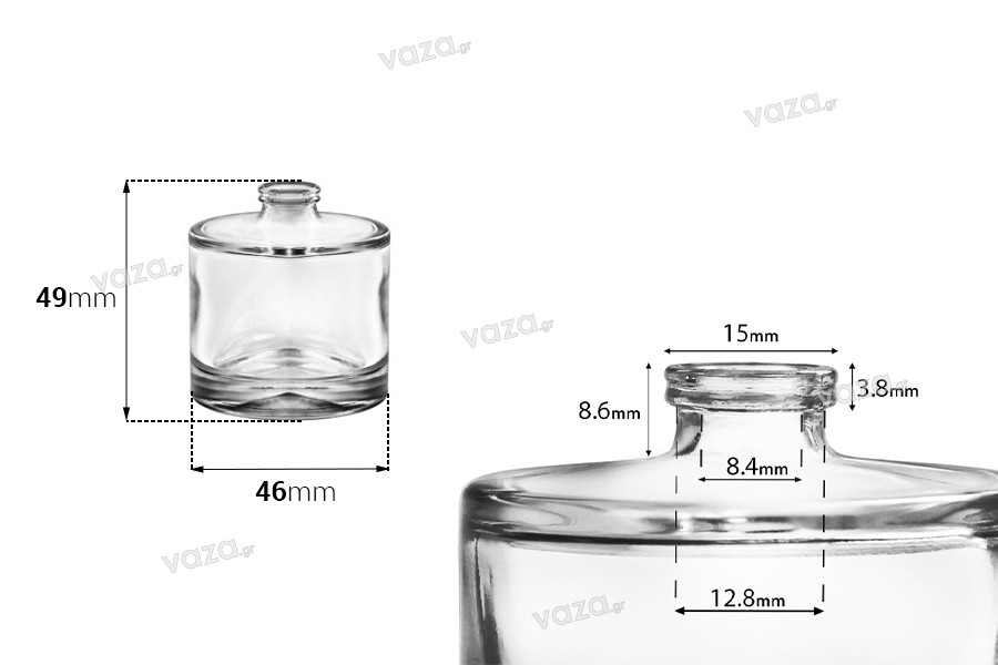 30ml round perfume glass bottle with 15mm crimp neck