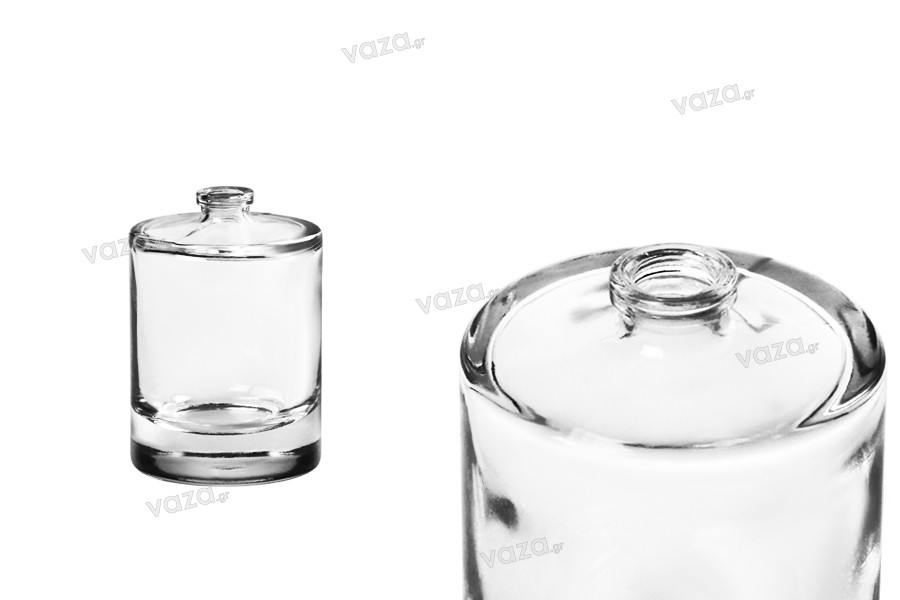 Bottiglia di profumo rotonda da 50 ml con chiusura di sicurezza tipo “Crimp”  15 mm. 