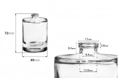 Sticlă de parfum rotundă de 50 ml cu închidere de siguranță la sertizare. 15mm