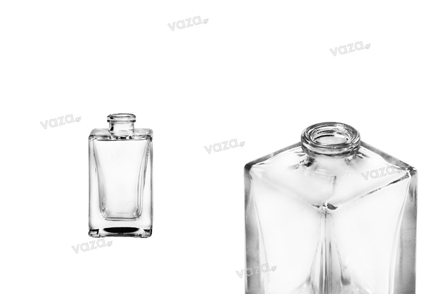 Bottiglia di profumo quadrata da 25 ml con chiusura di sicurezza tipo “Crimp”  15 mm. 