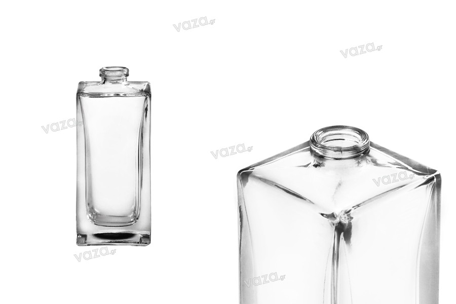 Sticlă de parfum pătrat de 50 ml cu închidere de siguranță Crimp. 15mm