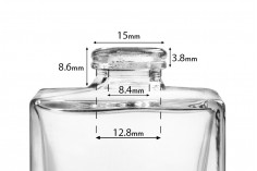 Bottiglia di profumo quadrata da 50 ml con chiusura di sicurezza tipo “Crimp”  15 mm. 