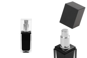 Luxus Kosmetikflasche 15ml schwarz mit Pumpe und Deckel-2