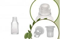 Petite bouteille en verre transparent pour une portion d'huile d'olive de 20 ml 