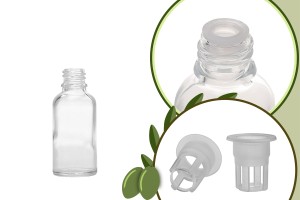 Petite bouteille en verre transparent pour une portion d'huile d'olive de 30 ml-imazh_produkt