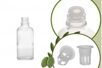 Petite bouteille en verre transparent pour une portion d'huile d'olive de 50 ml 