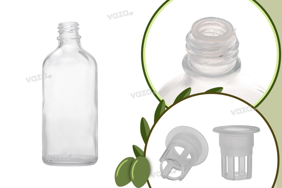 Bottiglie per il vetro trasparente che serve 100 ml di olio