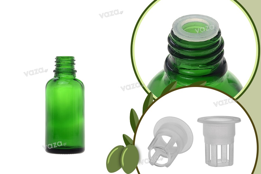 Μπουκαλάκι για μερίδα ελαιολάδου 30 ml γυάλινο πράσινο