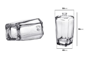 Shishe parfumi prej qelqi 100 ml me grykë crimp 15 mm, në një formë të veçantë.-εικόνα_διαστάσεις