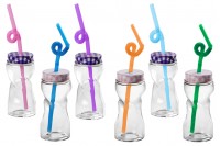 80ml drinking glass jar with cap and straw