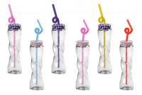 100ml drinking glass jar with cap and straw 