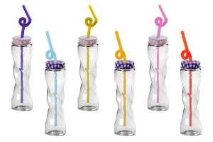 Bouteille en verre de 100 ml avec couvercle et paille-6