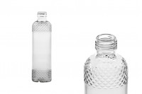 Embossed glass bottle 330 ml transparent