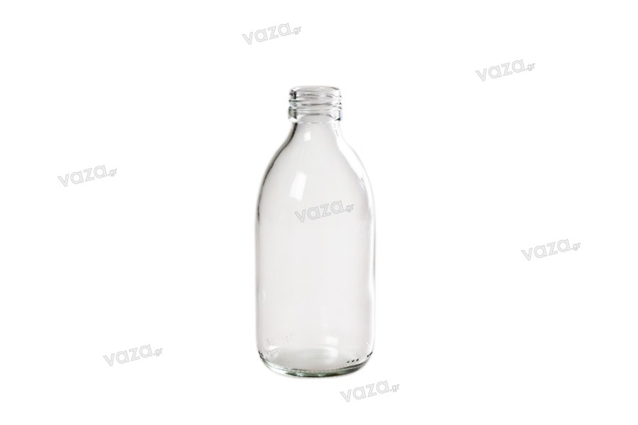 Bottiglia di vetro trasparente da 250 ml.
