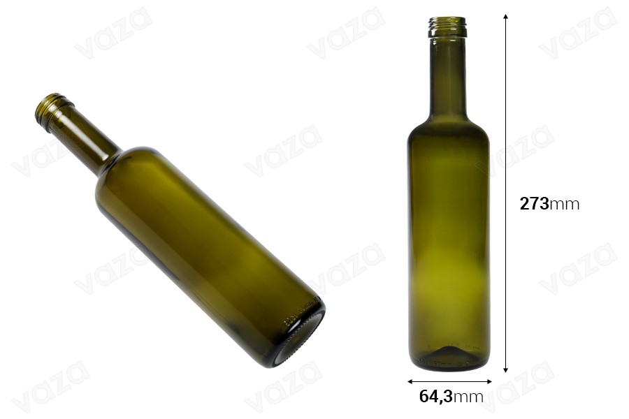 Μπουκάλι γυάλινο 500 ml UVAG με στόμιο PP 31,5 - 28 τμχ Μπουκάλι γυάλινο 500 ml UVAG με στόμιο PP 31,5 - 28 τμχ-εικόνα_διαστάσεις
