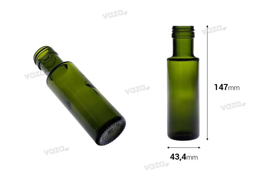 Glass bottle 100 ml (Dorica) PP 31.5 in green color - 63 pcs