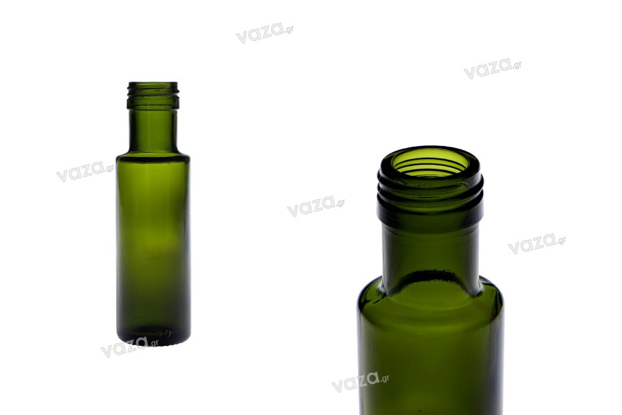 Bouteille en verre 100 ml (Dorica) PP 31.5 de couleur verte - 63 pcs