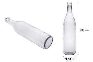 Μπουκάλι γυάλινο διάφανο 700 ml (PP 28) για ούζο-εικόνα_σύνθεση