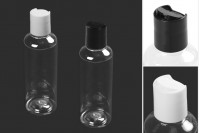 Bouteille de 100 ml en plastique (PET) avec couvercle en forme de disque - 12 pcs