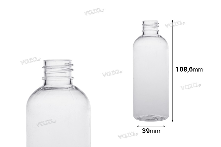 Botiglia da 100 ml 
in plastica PET trasparente PP20 - 12 pz