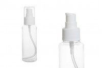 Transparent 100ml PET bottle for creams with pump dispenser, available in a package with 12 pieces