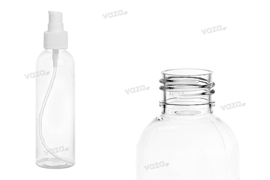 Transparent 200ml PET bottle for creams with pump dispenser, available in a package with 12 pieces