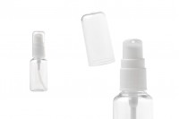 Transparent 30ml PET bottle for creams with pump dispenser, available in a package with 12 pieces