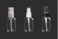 Transparent 50ml PET bottle for creams with pump dispenser, available in a package with 12 pieces