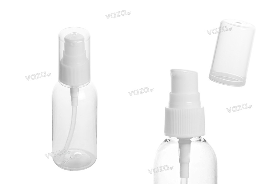 50ml PET bottle with dispenser pump - available in a package with 12 pcs