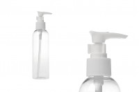 Transparent 180ml PET pump bottle for shampoo, available in a package with 12 pcs