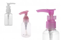 Transparent 50ml PET pump bottle for shampoo, available in a package with 12 pieces