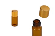 Amber bottle 5 ml with gold aluminum cap - 12 pcs