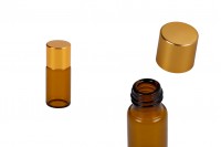 Amber bottle 5 ml with gold aluminum cap - 12 pcs