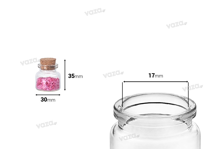 Bottiglietta per bomboniera da 10 ml con tappo in sughero per matrimonio e battesimo 30x35 mm - 12 pz