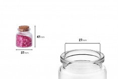 Μπομπονιέρα μπουκαλάκι μικρό 20 ml με φελλό για γάμο και βάπτιση 37x47 mm - 12 τμχ