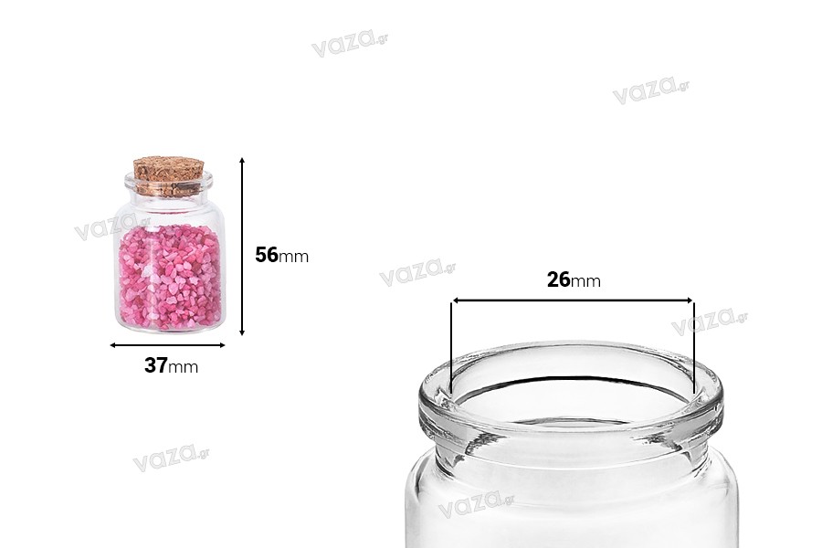 Flacon en verre mini de 40ml avec bouchon en liège pour des