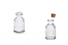 Bottiglia da 50 ml in vetro rigato con tappo in sughero naturale