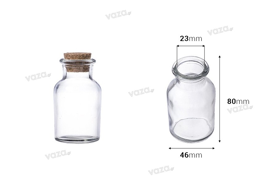 Glass bottle with natural cork 60 ml