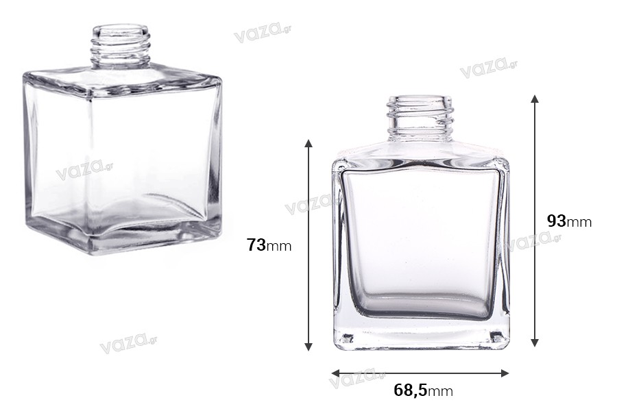 Μπουκάλι γυάλινο τετράγωνο 200 ml PP 28 - κατάλληλο και για αρωματικό χώρου