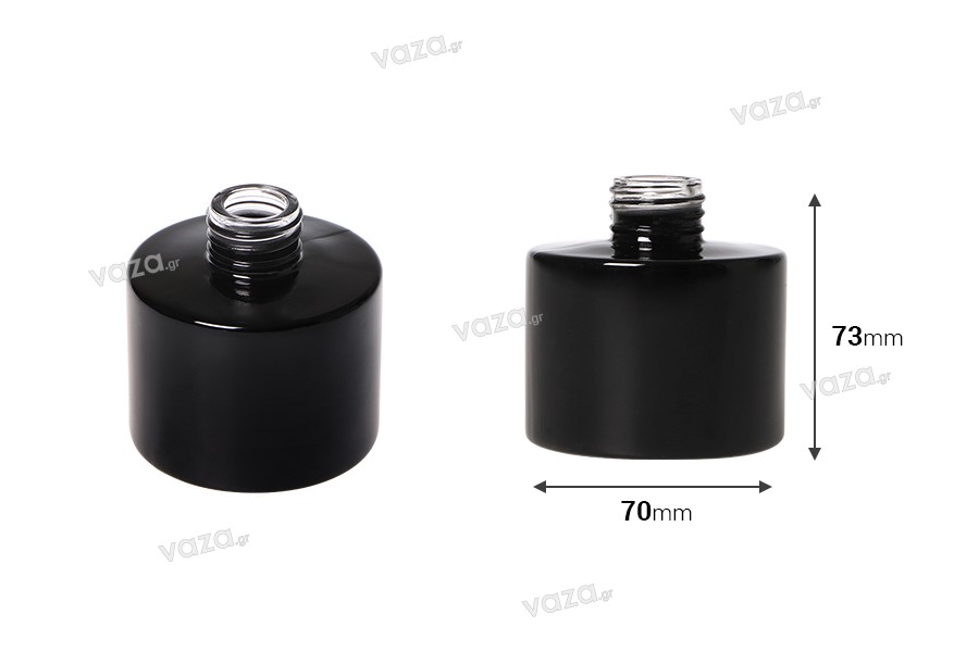 Cylindrical glass bottle 100 ml PP28 in black color