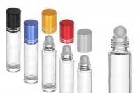 Transparent 10ml glass roll-on bottle with glass roll-on ball and silver stripe jar cap