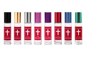 Roll-on en verre de 10 ml avec boule en verre, impression rouge