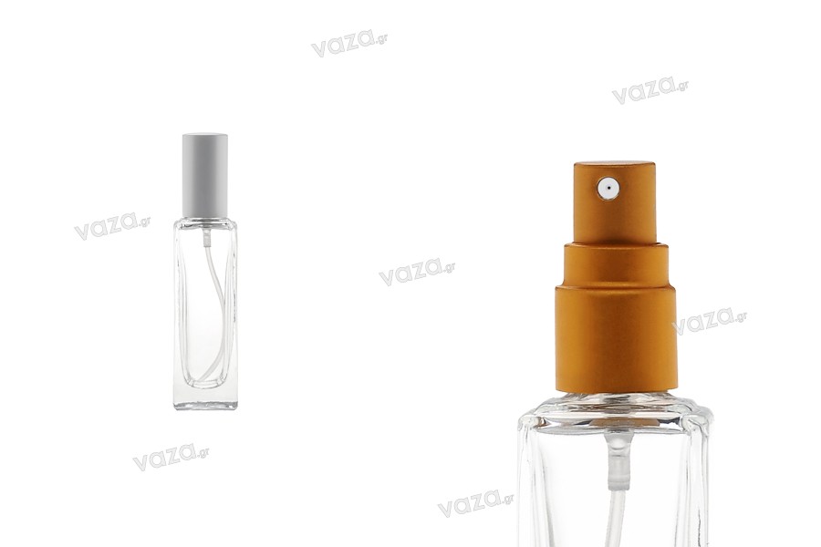 20 ml glass bottle with spray and cap in silver or gold MAT (PP 15) - 12pcs