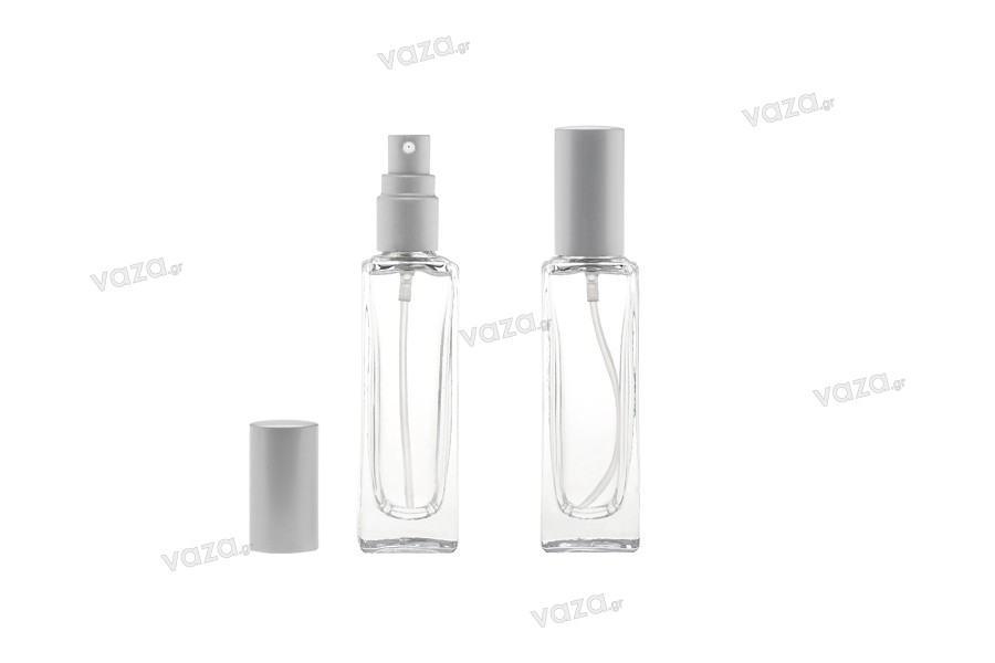 20 ml glass bottle with spray and cap in silver or gold MAT (PP 15) - 12pcs