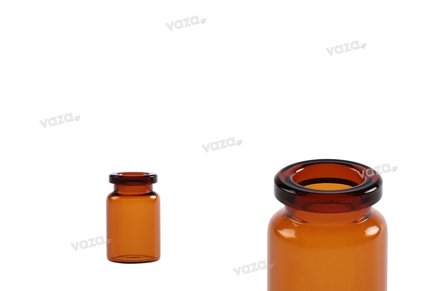 Bottiglietta di vetro da 5 ml, color ambra, per medicine e omeopatici - 12 pezzi.
