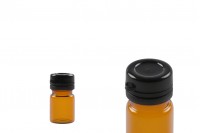 Flacon en verre de 3 ml de couleur caramel avec bouchon de sécurité en plastique noir (encliquetable) pour médicaments et homéopathie