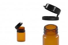Φιαλίδιο 3 ml γυάλινο καραμελέ με μαύρο, πλαστικό καπάκι ασφαλείας (κουμπωτό) για φάρμακα και ομοιοπαθητικά