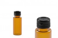 10ml amber glass vial with black plastic child-resistant cap for medicines and pharmaceutical products